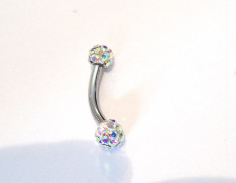 AB Crystal Balls Surgical Steel Curved Barbell VCH Jewelry Clitoral Hood 14 gauge 14g - I Love My Piercings!