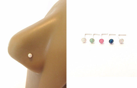 5 Pc 2 mm Sterling Silver Opalescent Nose L Shape Bent Pins Posts 22 gauge 22g - I Love My Piercings!