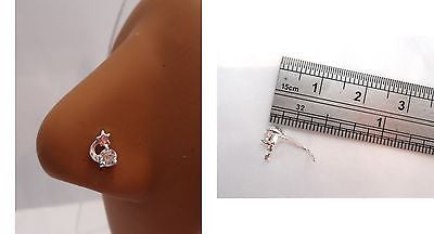 Nose Stud Pin Ring L Shape Post Clear Crystal Shooting Star Moon 20g 20 gauge - I Love My Piercings!