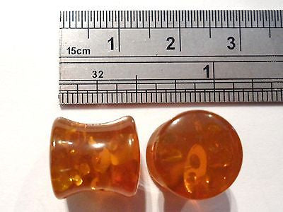 Pair 2 pieces Amber Double Flare Stretched Ear Lobe Plugs 00g 00 gauge - I Love My Piercings!