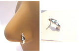 Surgical Steel Aqua Teardrop Crystal Bent L Shape Nose Ring Stud Hoop 20 gauge - I Love My Piercings!