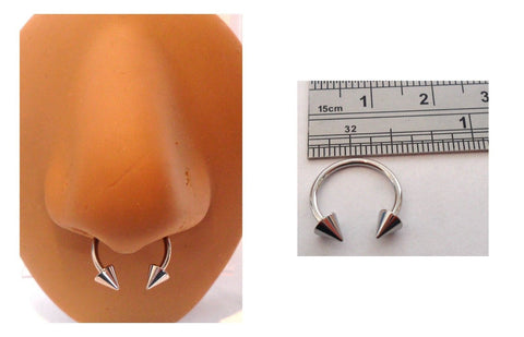 Surgical Steel Spiked Spikes Horseshoe Septum Hoop Ring 16 gauge 16g 11 mm - I Love My Piercings!