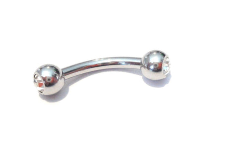 Steel Curved Barbell Clear CZ Crystal Balls Clit Clitoral Hood VCH Jewelry 14 gauge 14g - I Love My Piercings!
