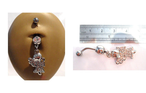 Surgical Steel Clear Cz Praying Angel Belly Curved Barbell Ring Bar Jewelry 14g - I Love My Piercings!