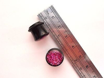 Pair 2 pieces Purple Glitter Sparkle Single Flare Plugs 7/16 inch - I Love My Piercings!
