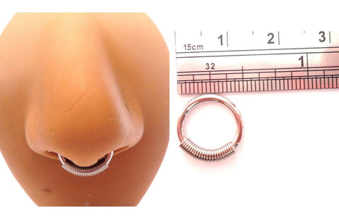 Surgical Steel Hoop Spring Loaded Septum Ring 3/8 inch Diameter 14 gauge 14g - I Love My Piercings!