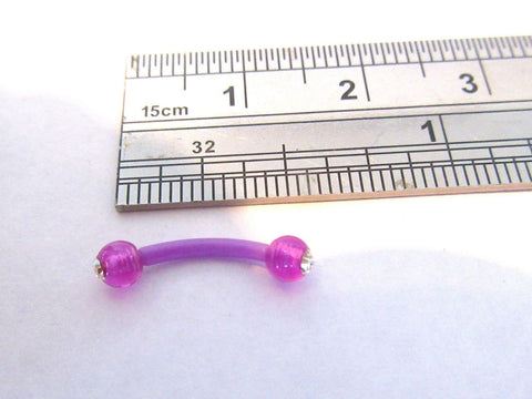 Purple No Metal Allergy Sensitive Retainer Curved Bar Crystal Balls 16 gauge 16g - I Love My Piercings!