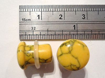 2 Pieces Pair Yellow Stone Single Flare Lobe Plugs 0 gauge 0g - I Love My Piercings!