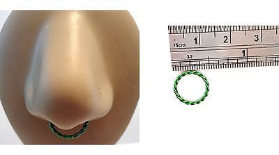 Coiled Enamel Non Tarnish Septum Hoop Ring 16 gauge 16g Green 10mm Diameter - I Love My Piercings!