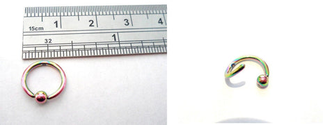Oil Slick Titanium Ball Attached 8 mm Diameter Ear Cartilage Ring 16 gauge 16g - I Love My Piercings!