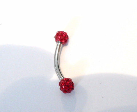 Ruby Red Crystal Balls Surgical Steel Curved Barbell VCH Jewelry Hood Ring 14 gauge - I Love My Piercings!