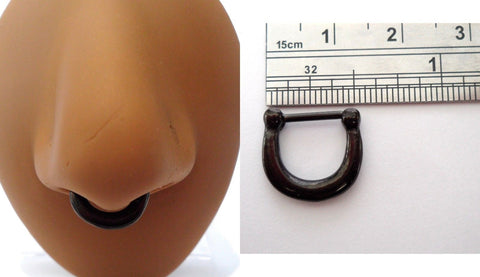 Black Titanium Septum Ring Straight Bar Nose Hoop Horseshoe 16 gauge 16g - I Love My Piercings!