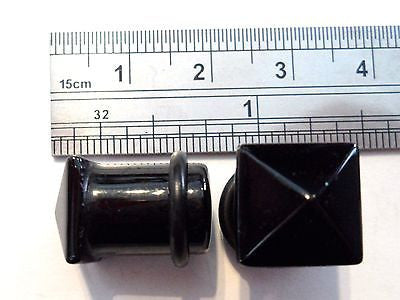 2 pieces Pair Black Onyx Single Flare Stone Ear Lobe Plugs 00 gauge 00g O rings - I Love My Piercings!