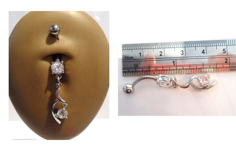Surgical Steel Clear Crystal Cz Wrap Belly Curved Barbell Ring Bar Jewelry 14g - I Love My Piercings!