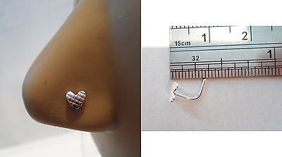 Steel Nose Jewelry Stud Pin Ring L Shape Heart 20g 20 gauge - I Love My Piercings!