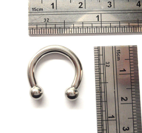 Surgical Steel Horseshoe Circular Balls Half Hoop Ring 8 gauge 8g 12mm Diameter - I Love My Piercings!