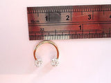 Gold Titanium Cartilage Horseshoe Ring Clear Crystal Balls 16 gauge 16g - I Love My Piercings!