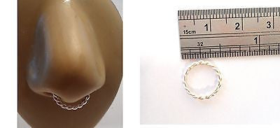 Coiled Enamel Non Tarnish Septum Hoop Ring 14 gauge 14g Silver 10mm Diameter - I Love My Piercings!