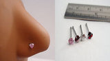 Claw Set Surgical Steel Crystal Nose Bones Straight Pin Posts Heart 20 gauge 20g - I Love My Piercings!