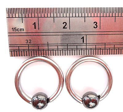 Stainless Steel Hematite Bead Ball Hoops Rings Earrings 12 gauge 12 12mm - I Love My Piercings!
