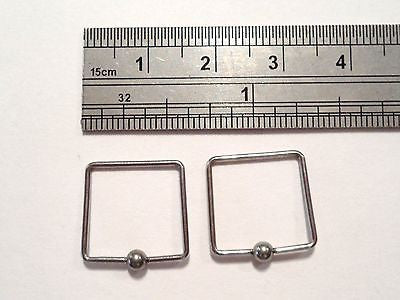 Pair STEEL Captive's SQUARE Ring's 18 gauge 18g - I Love My Piercings!