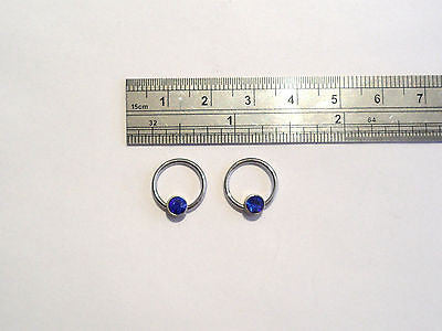CZ Crystal Captives Hoops CBR Rings 16 gauge 16g BLUE - I Love My Piercings!