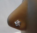 Sterling Silver Nose Stud Pin Ring L Shape Flower Swirl 20g 20 gauge - I Love My Piercings!