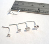 5 Claw Set Silver Claw Set Nose Studs Thin L Shape Clear Crystal 22 gauge 22g - I Love My Piercings!