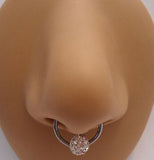 Surgical Steel Nose Septum Hoop Captive Ring Clear Crystal Ball 16 gauge 16g - I Love My Piercings!