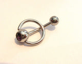 Purple Crystal CZ Dangle Curved Barbell Bar VCH Jewelry Clit Clitoral Hood Ring 14 gauge - I Love My Piercings!