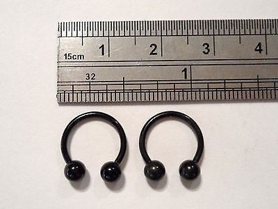 Pair BLACK TITANIUM Circulars Horseshoes 16 gauge 16g - I Love My Piercings!