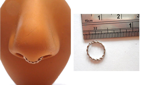Surgical Steel Twisted Septum Hoop Seamless Jewelry 16g 16 gauge 8 mm Diameter - I Love My Piercings!