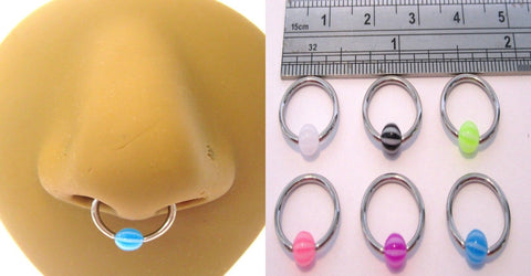 Surgical Steel Captive Beachball Septum Hoops Rings 14 gauge 14g 10 mm Diameter - I Love My Piercings!
