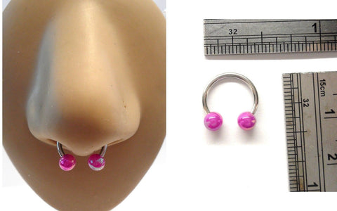 Surgical Steel Pearlized Purple Balls Horseshoe Septum Ring Nose Hoop 16 gauge - I Love My Piercings!