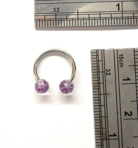 Surgical Steel Purple Speckle Cartilage Piercing Hoop Horseshoe 16 gauge 16g - I Love My Piercings!