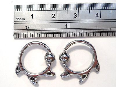 Pair TRIBAL Surgical Steel Captives Rings Hoops 14g 14 gauge 1/2 inch diameter - I Love My Piercings!