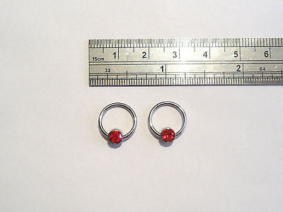 CZ Crystal Captives Hoops CBR Rings 16 gauge 16g RED - I Love My Piercings!