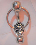 Surgical Steel Barbell Dangle Hoop Skull VCH Clitoral Clit Hood 14 gauge 14g - I Love My Piercings!