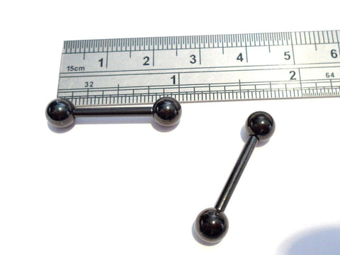 Black Titanium Straight Barbells Posts Nipple with Balls 5/8 inch 14 gauge 14g - I Love My Piercings!