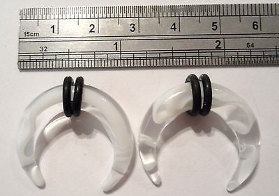 Pair ACRYLIC Pinchers Plugs Tapers 2 gauge 2g WHITE - I Love My Piercings!