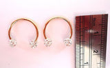 Gold Titanium Earrings Horseshoes Ear Rings Clear Crystal Balls 16 gauge 16g - I Love My Piercings!