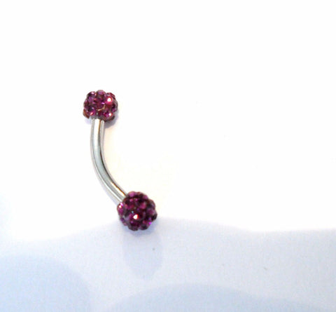 Dark Purple Crystal Balls Surgical Steel Curved Barbell VCH Jewelry Hood Ring 14 gauge - I Love My Piercings!