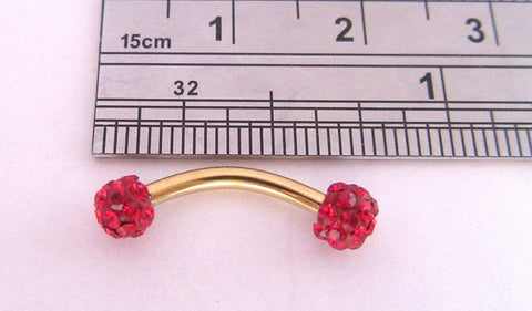 Gold Titanium Barbell Red Crystal Balls VCH Jewelry Clit Hood Ring 16 gauge 16g - I Love My Piercings!