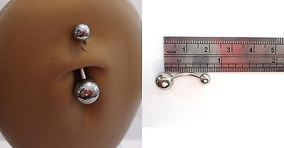Surgical Stainless Steel Plain Belly Barbell Ring 14 gauge 14g Balls - I Love My Piercings!