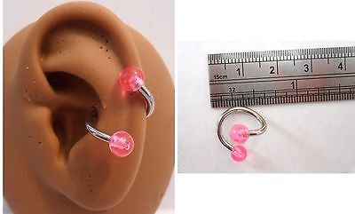 Surgical Stainless Steel Twist Wrap Conch Ring Hoop 14 gauge 14g Pink Balls - I Love My Piercings!