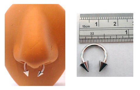 Surgical Steel 4 mm Spiked Spikes Horseshoe Septum Hoop Ring 14 gauge 14g 10 mm - I Love My Piercings!
