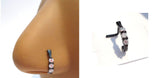 Black Titanium L Shape Nose Ring Stud Hoop Clear CZ Crystals 18 gauge 18g - I Love My Piercings!