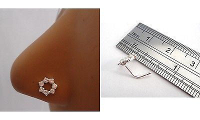 Sterling Silver Nose Stud Pin Ring L Shape Post Clear Crystal Star 20g 20 gauge - I Love My Piercings!