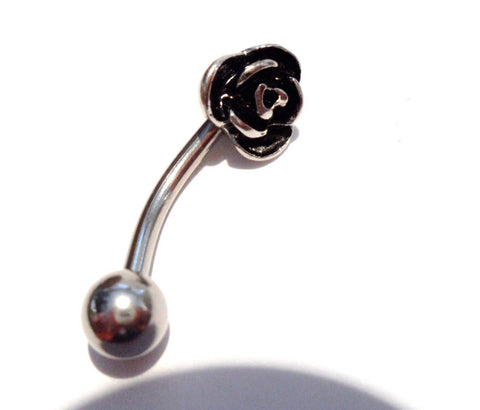 Surgical Steel Silver Flower Rose Curved Barbell VCH Jewelry Clit Clitoral Hood Ring 14g - I Love My Piercings!