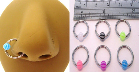 Surgical Steel Captives Beachball Nose Hoops Rings 14 gauge 14g 10 mm Diameter - I Love My Piercings!
